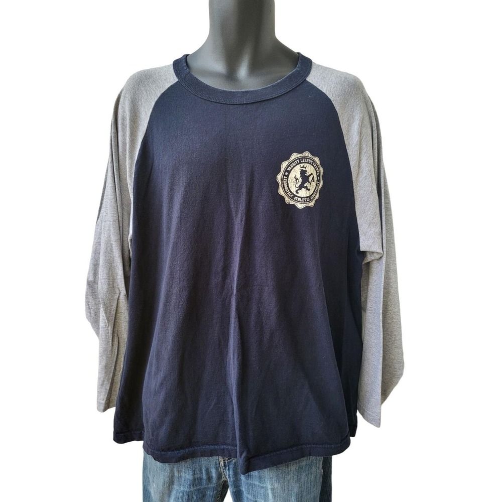 Vintage Aeropostale Baseball Style Tshirt Men Sz XL USA Blue Gray Casual School